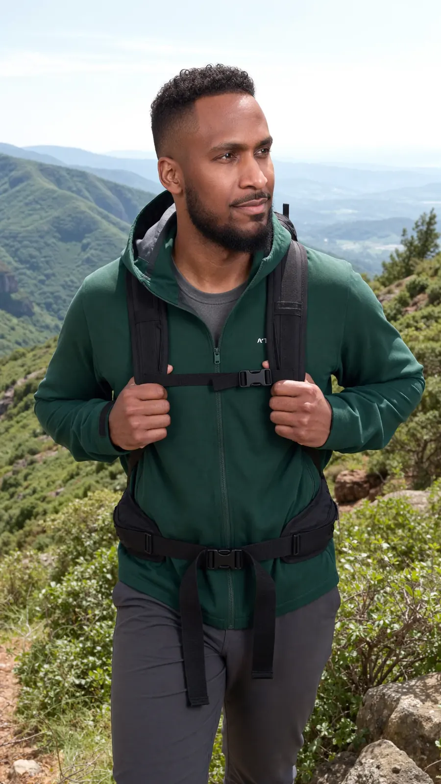 King The Kemist in a green coat outdoors