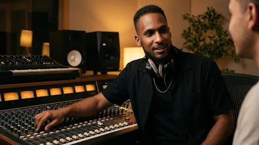 King The Kemist at an audio console