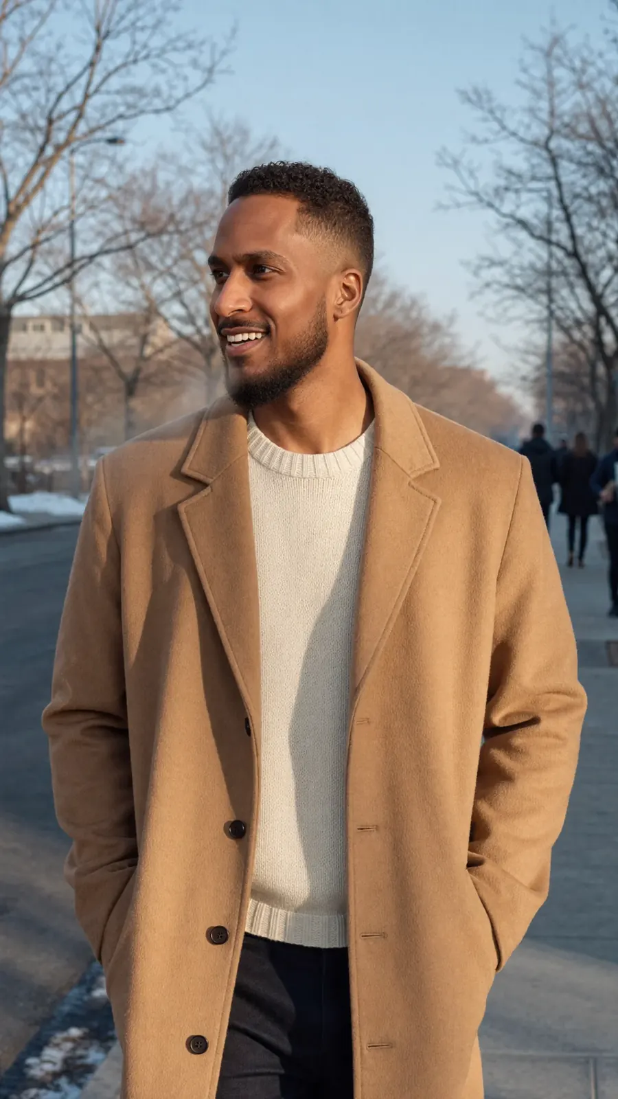 King The Kemist in a tan coat outdoors