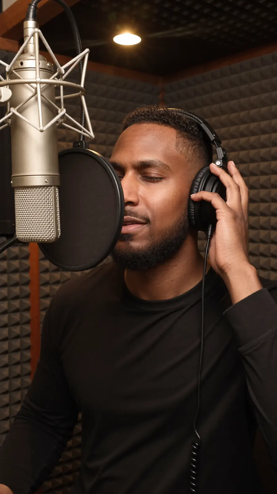 King The Kemist at a studio microphone